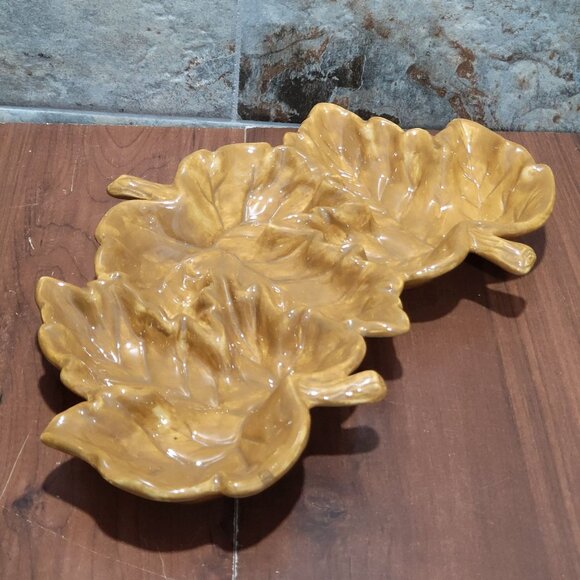 Fall Leaves Serving Dish Platter Harvest Collection Style Eyes Baum Bros - Picture 8 of 10